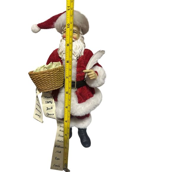Santa Figurine Holding a Basket of Letters Quill & Nice List &checking it twice - Picture 6 of 6